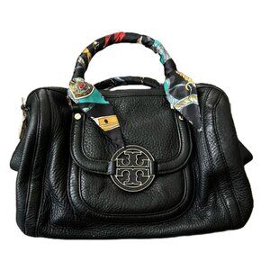 Tory Burch Authentic Duffle Black Pebbled Leather Bag